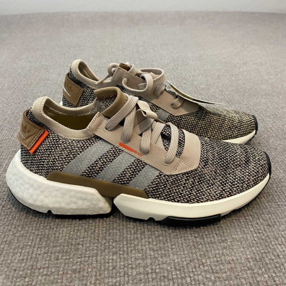 Adidas POD-S3.1 J Shoes Youth Size 7 Beige Knit Low Top Running Sneakers G54719
